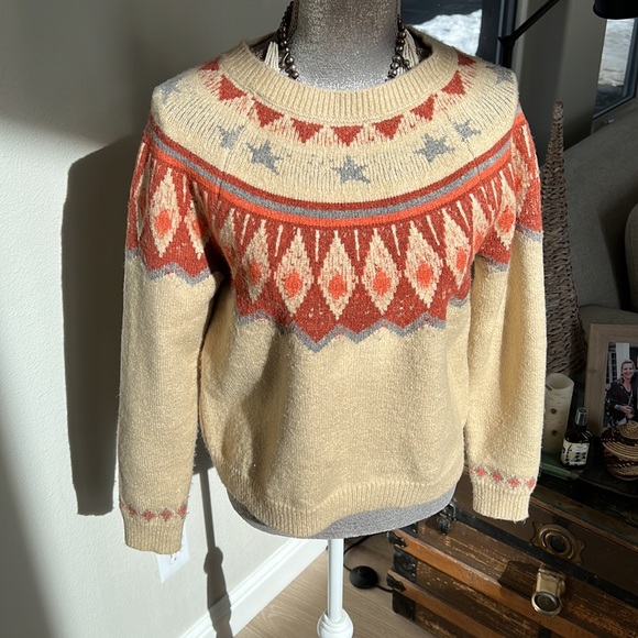 Sky and Sparrow Sweaters - VINTAGE style Fair Isle Sky and Sparrow Sweater Small